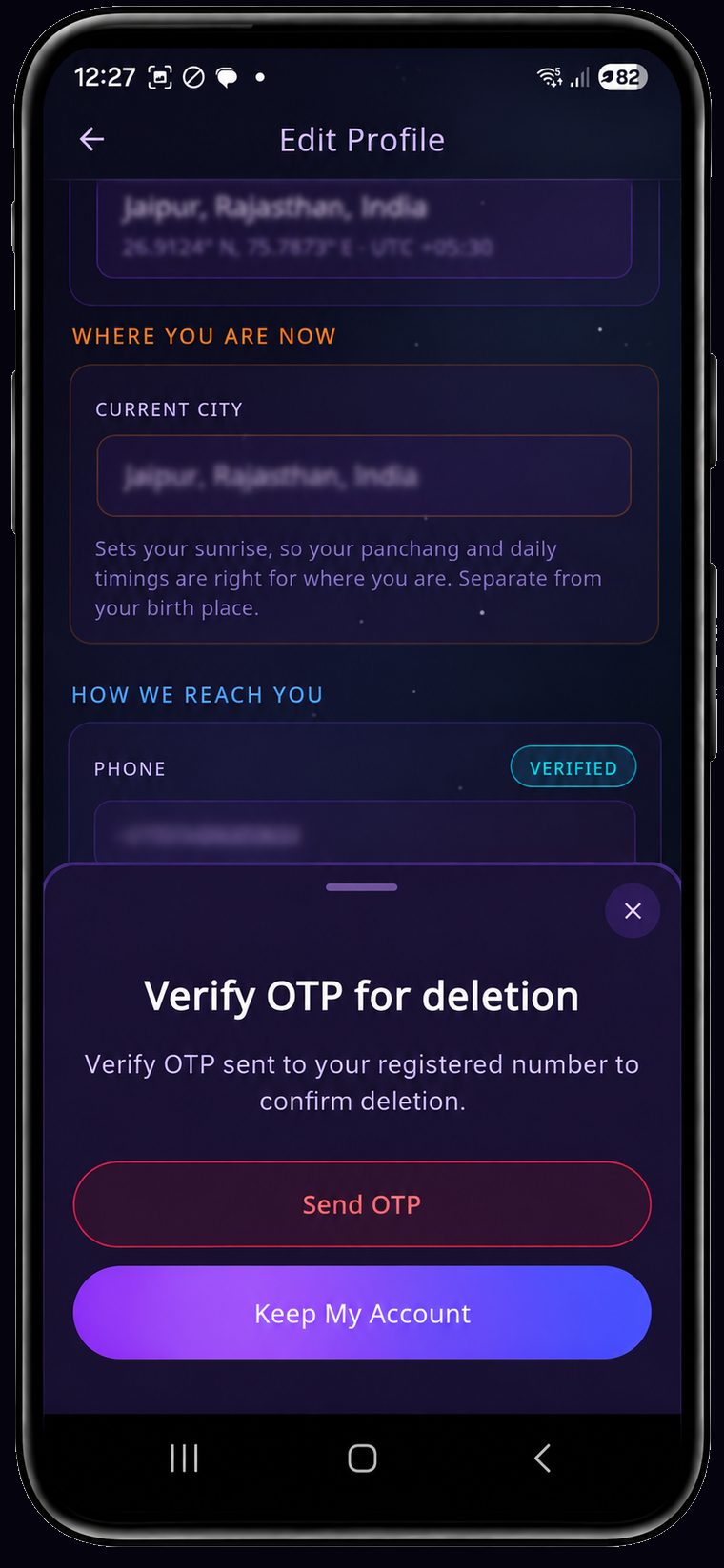 Janma app screenshot — verify otp